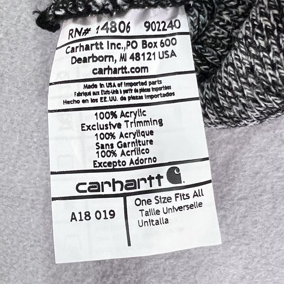 Carhartt Hat Unisex One Size Gray Knit Cuffed Beanie Outdoor Hat - Picture 6 of 6